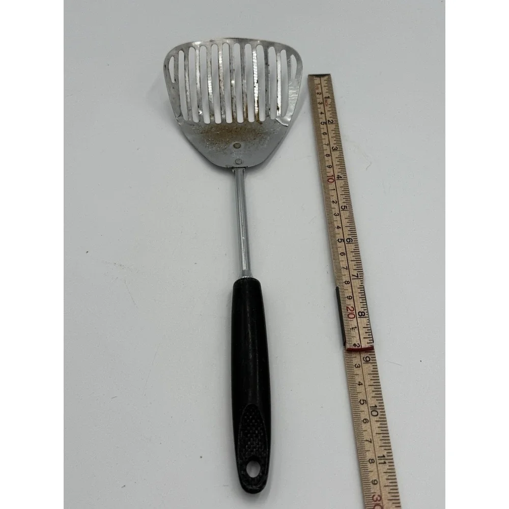 Vtg Ekco Kitchamajig Slotted Spoon Strainer Whip Utensil Black Handle USA